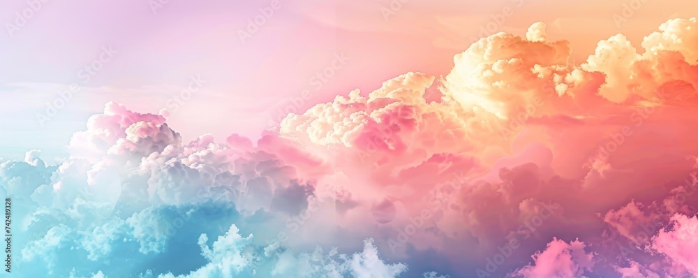 Peaceful watercolor cloudy sky at dawn blending soft colors for a calming effect