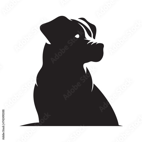 Silent Guardian: A Majestic Dog Silhouette, Capturing Loyalty, Vigilance, and the Timeless Bond Between Canine and Human.Vector dog silhouette.