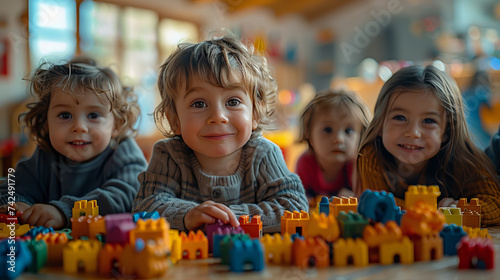 Daycare Adventures: Group of Children Having Fun with Toys