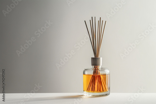 Fragrance Sticks In Glass Container With Yellow Fragrance