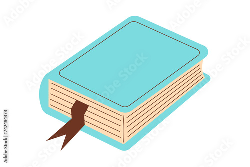 Closed thick book with bookmark. Vector illustration isolated on white background.