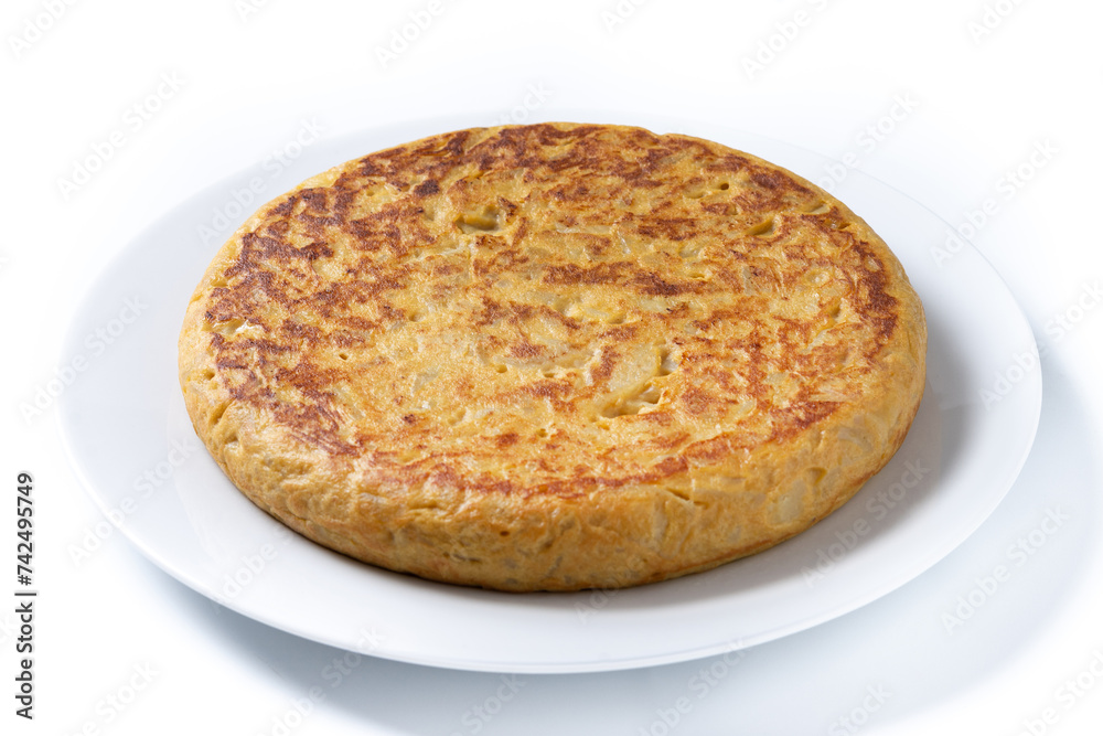 Traditional spanish omelette isolated on white background