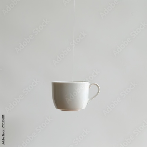Floating Cup Prank - A cup seemingly suspended in mid-air, supported by a clear, almost invisible thread, defying gravity. 