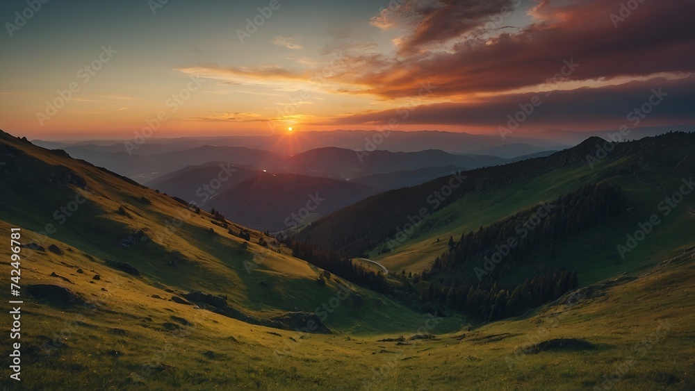 sunset in the mountains sunset in the mountains