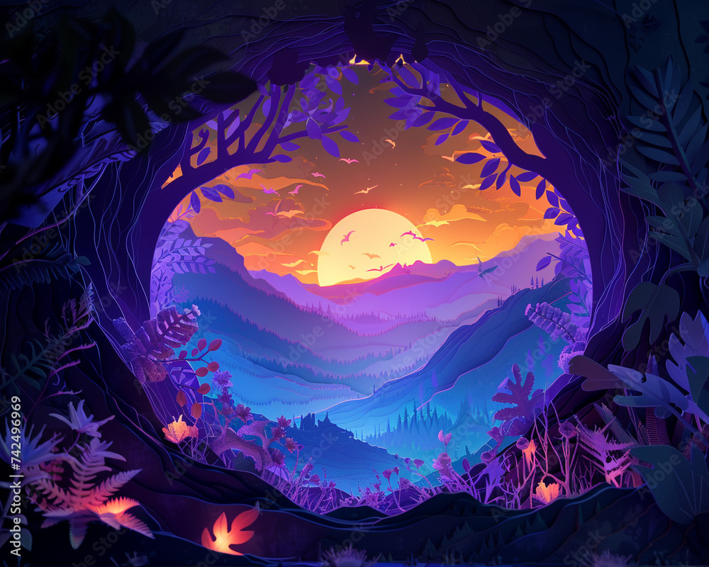 Transport your audience to a magical world with a 3D animated paper cut backdrop Design an enchanting and fantastical environment that captures the essence of your