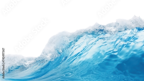 Blue sea wave with white foam isolated on transparent and white background.PNG image