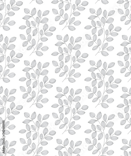 Leaves plant design for block screen print allover seamless repeat pattern