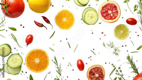 Food photography different fruits and vegetables isolated on transparent and white background.PNG image 