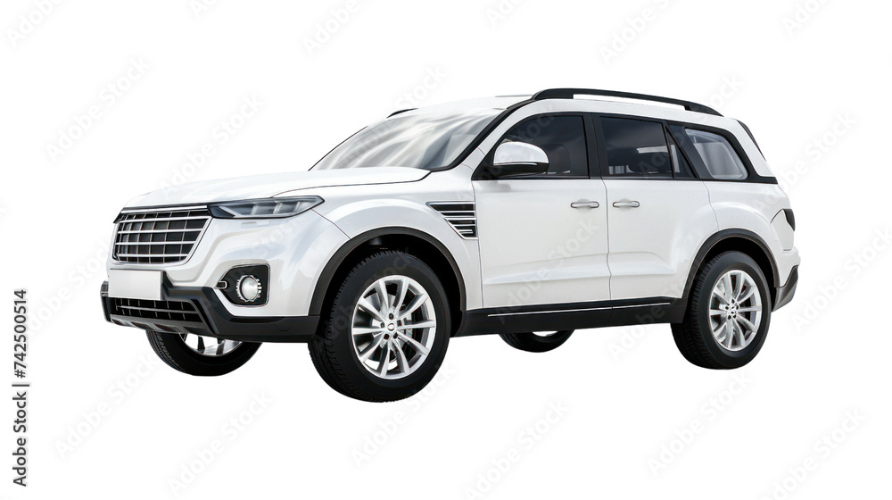 Family car,Luxury SUV isolated on transparent and white background.PNG image