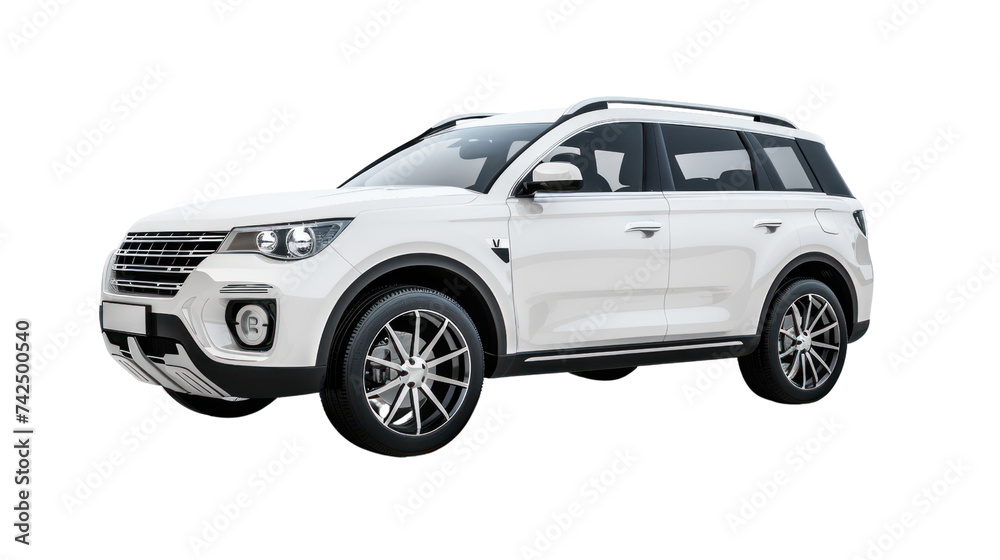 Family car,Luxury SUV isolated on transparent and white background.PNG image