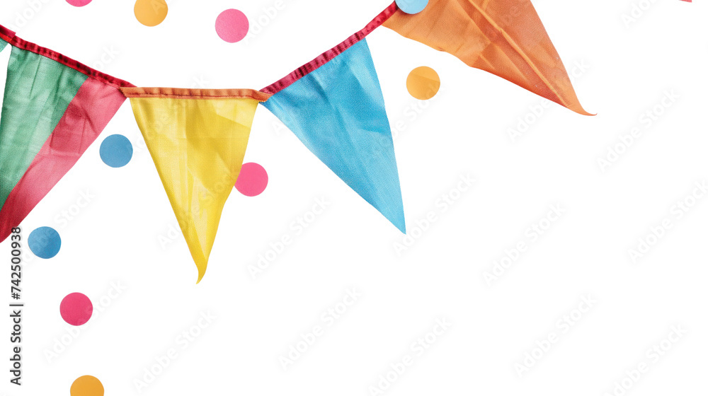 party flag border isolated on transparent and white background.PNG image