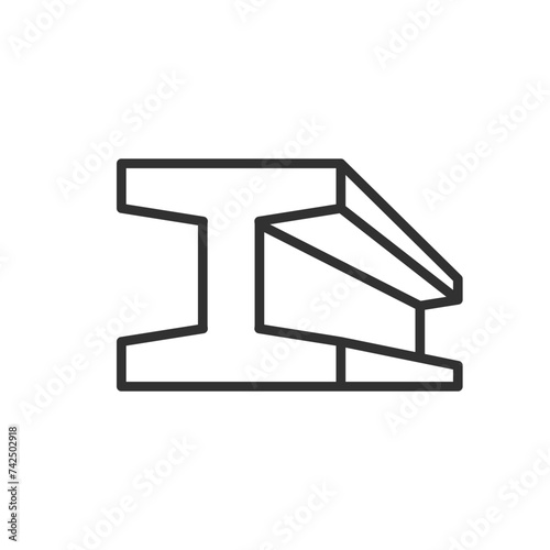I-beam, linear icon. Metal construction. Line with editable stroke