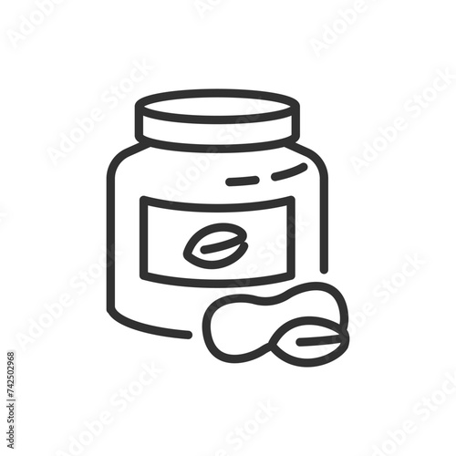 Peanut paste, linear icon. Line with editable stroke