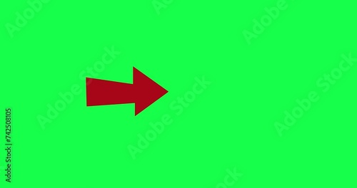 Red Arrow Moving Animation. 4K High Quality Green Screen Video.