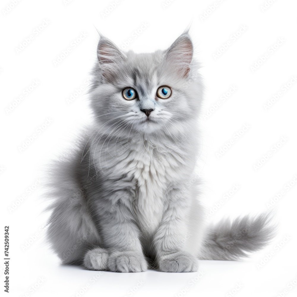 Adorable Gray Kitten with Mesmerizing Blue Eyes - Pure Innocence Generative AI