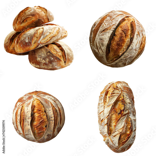 collection of sourdough bread isolated photo