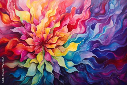 A canvas baptized in a kaleidoscope of hues  where liquid joy explodes into a boundless realm of the imagination.