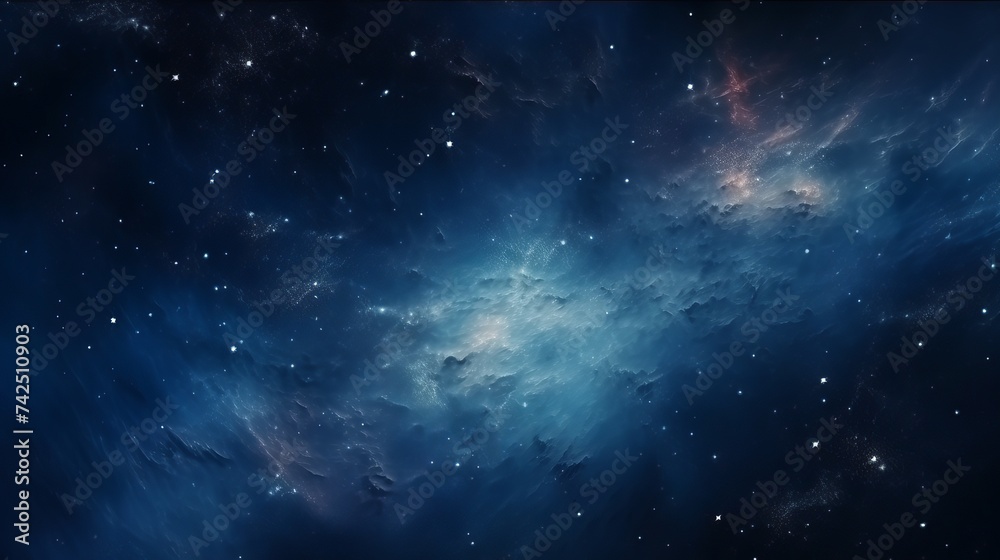 Space scene with stars in the galaxy. Panorama. Universe filled with stars, nebula and galaxy.