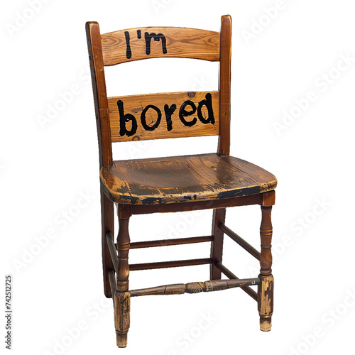 Im bored written on a chair, PNG image, no background photo