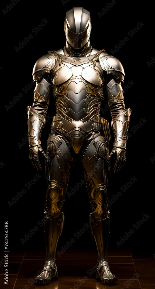 Majestic Full Plate Armor with Intricate Engravings, Medieval Elegance, created with Generative AI technology