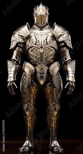 Majestic Full Plate Armor with Intricate Engravings, Medieval Elegance, created with Generative AI technology