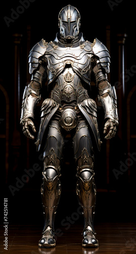 Majestic Full Plate Armor with Intricate Engravings  Medieval Elegance  created with Generative AI technology