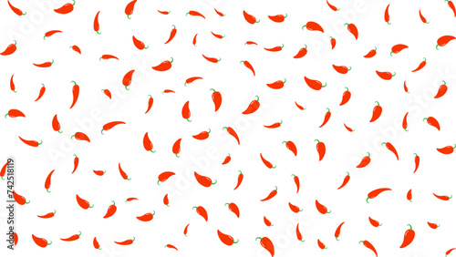 Red hot chili pattern with white background. Seamless wallpaper pattern.