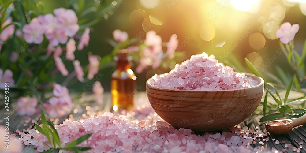 Elevating Your Wellness Lifestyle with an Outdoor Spa Setting and Aromatherapy Salt. Concept Outdoor Spa Setting, Aromatherapy Salt, Wellness Lifestyle, Relaxing Atmosphere, Self-Care Retreat Elevating Your Wellness Lifestyle with an Outdoor Spa Setting and Aromatherapy Salt. Concept Outdoor Spa Setting, Aromatherapy Salt, Wellness Lifestyle, Relaxing Atmosphere, Self-Care Retreat