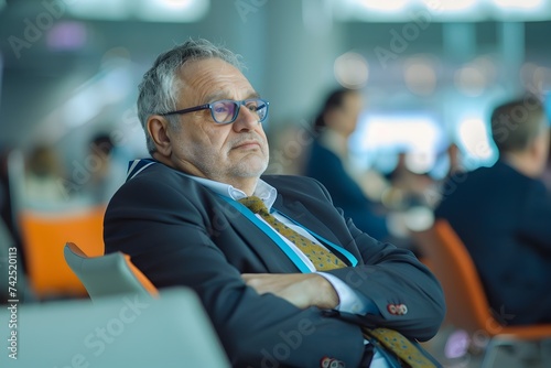 Elderly Man in Business Conference at Airport photo