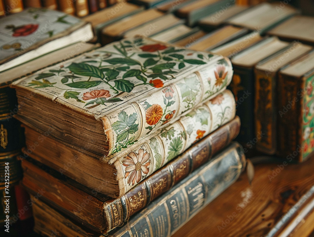 Close up of a medical book on herbal remedies natural medicinal practices Close up of a medical book on herbal remedies natural medicinal practices