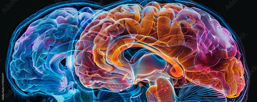 Neuroscience exploration brain scan technology understanding the mind - obrazy, fototapety, plakaty 