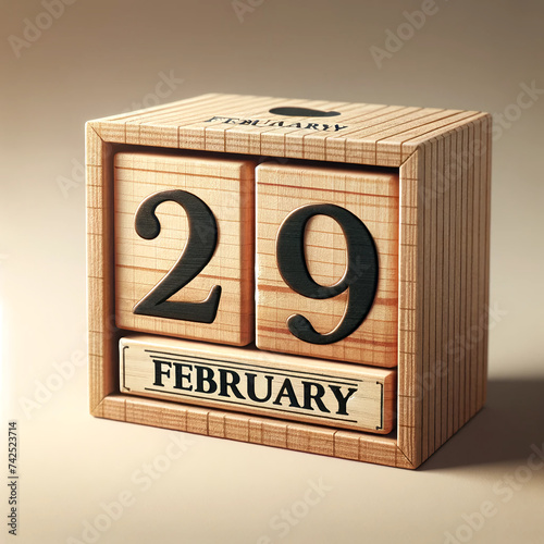 Rare Leap Year Date - 29th February Wooden Calendar photo