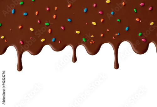 melted chocolate dripping isolated on white 