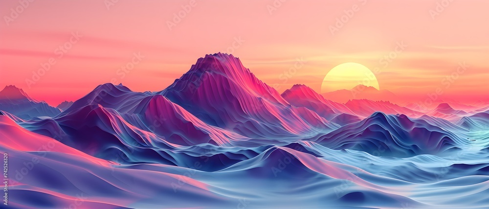sunset in mountains. gradient color sunset, nature at evening, mountain range, minimalist nature sunset in mountains. gradient color sunset, nature at evening, mountain range, minimalist nature