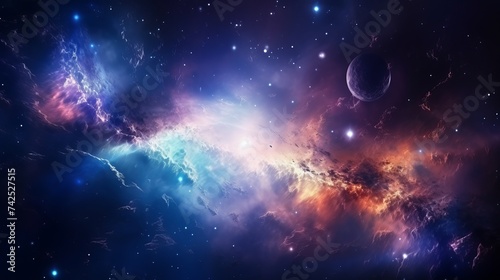Beauty of planet Earth Infinite space with nebulas and stars.