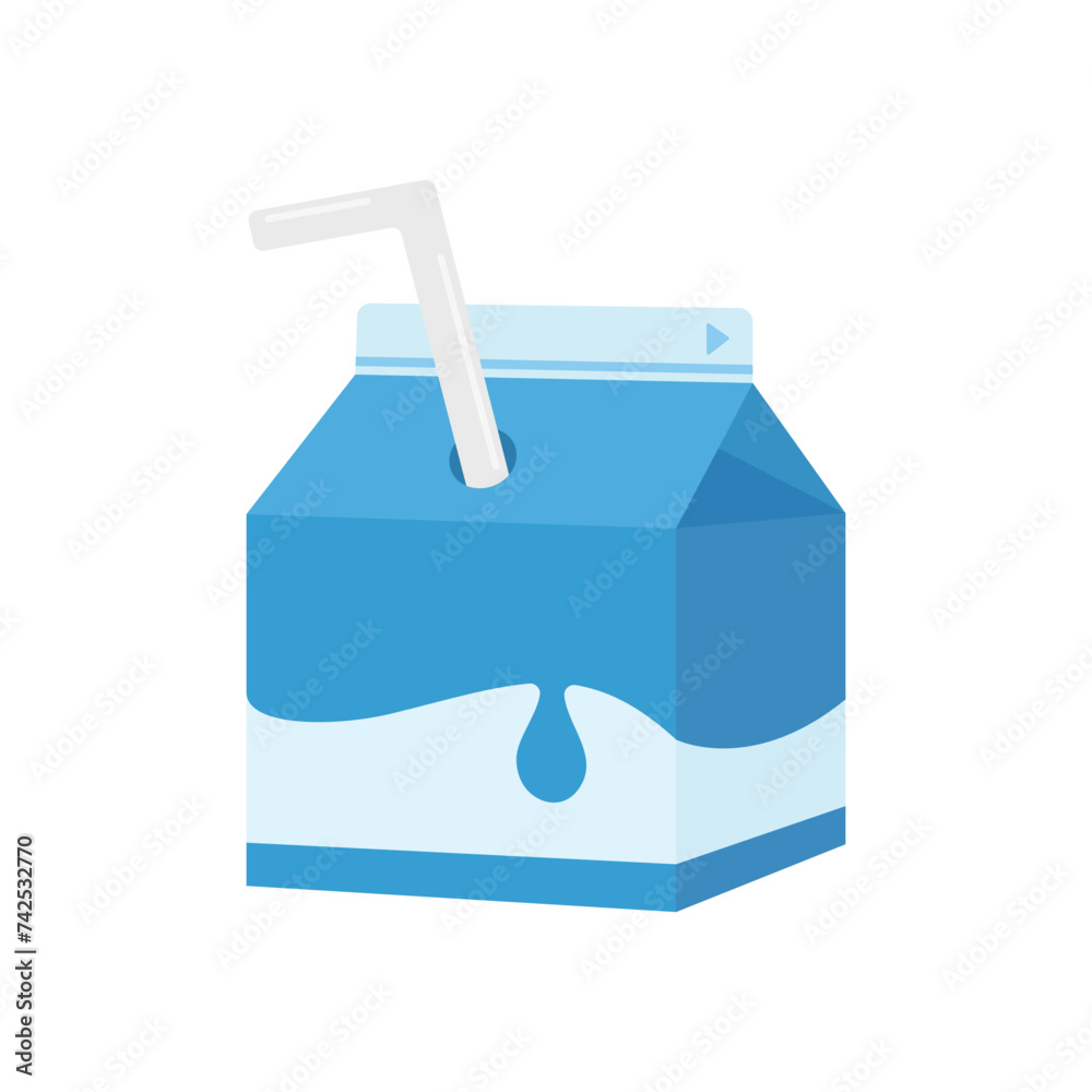 Fototapeta premium Milk with straw vector illustration on white background. Milk is a great dairy product.