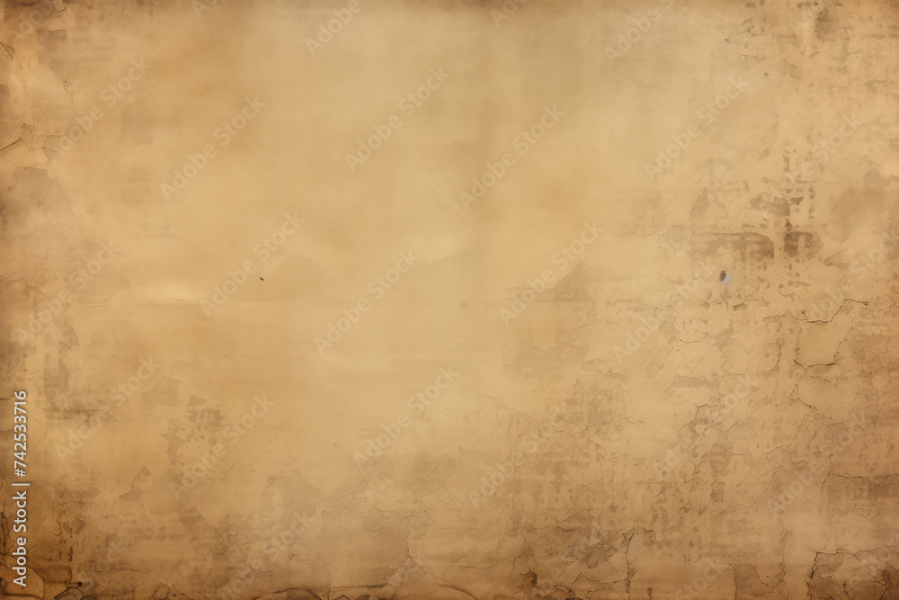 Processed collage of ancient scroll sheet of brown aged paper texture. Background for banner