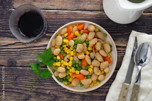 Succotash - Traditional Native American dish with vegetables, beans and sweetcorn