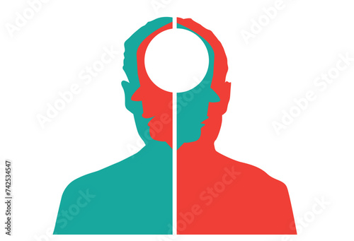 Borderline Personality or Dissociative identity Disorders. Amnesia concept. Editable Clipart