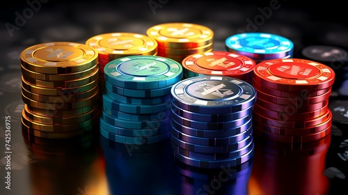 Stack of Red Poker Casino Chips Isolated on White Background

