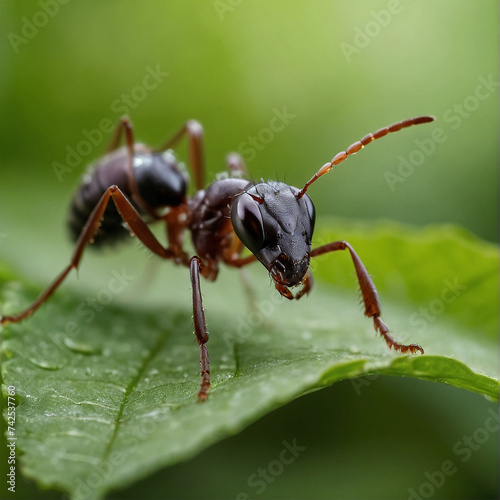 Ant with leaf nature background