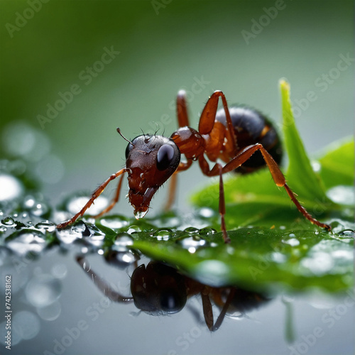 Ant with leaf nature background © Ayyaz