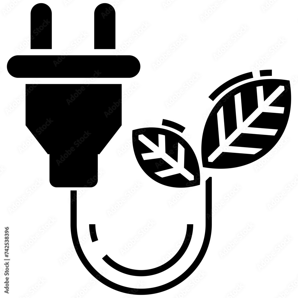 Eco energy glyph icon 