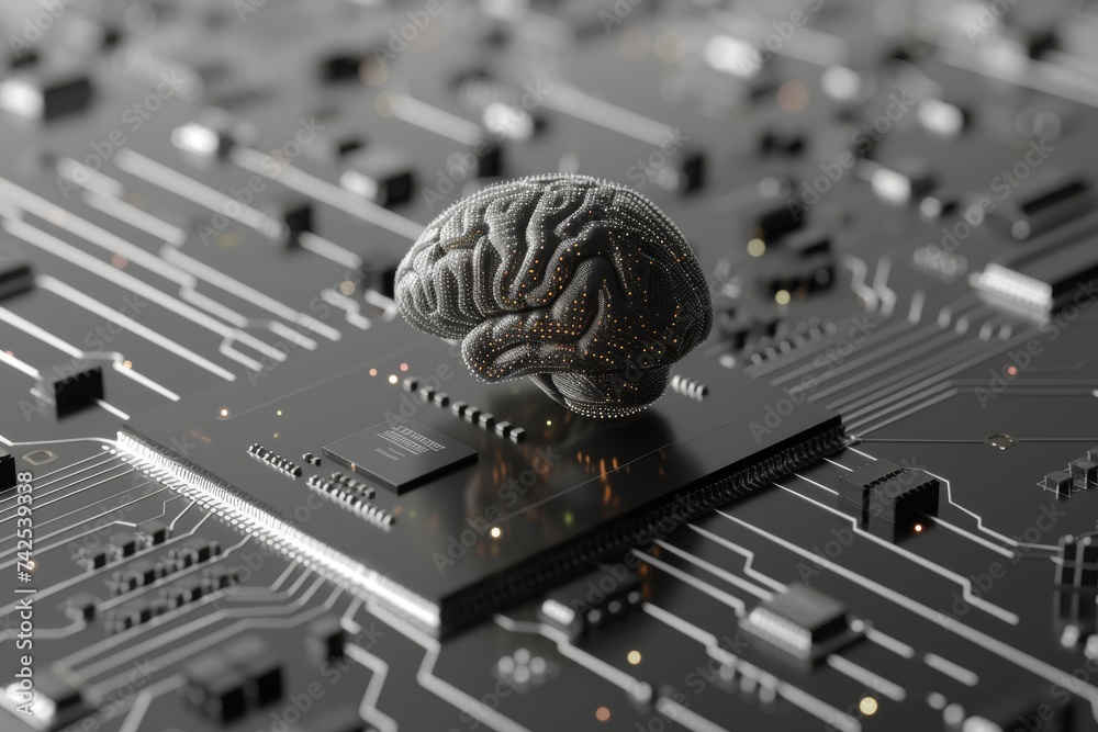 AI Brain Chip model. Artificial Intelligence data human e commerce mind ...