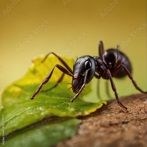 Ant with leaf nature background