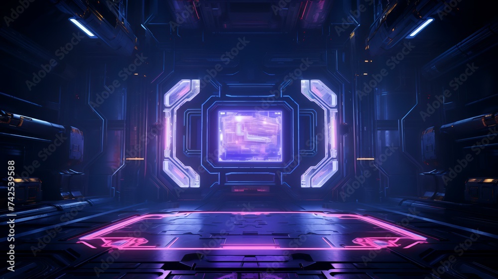 Abstract Cyberpunk Gaming Wallpaper with Neon Elements

