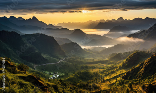 Rwenzori Mountains Sunrise  Marvel at the Majestic Rwenzori Mountainsides Awash in the Glow of Dawn  Offering a Breathtaking Start to the Day in Uganda s Splendor.