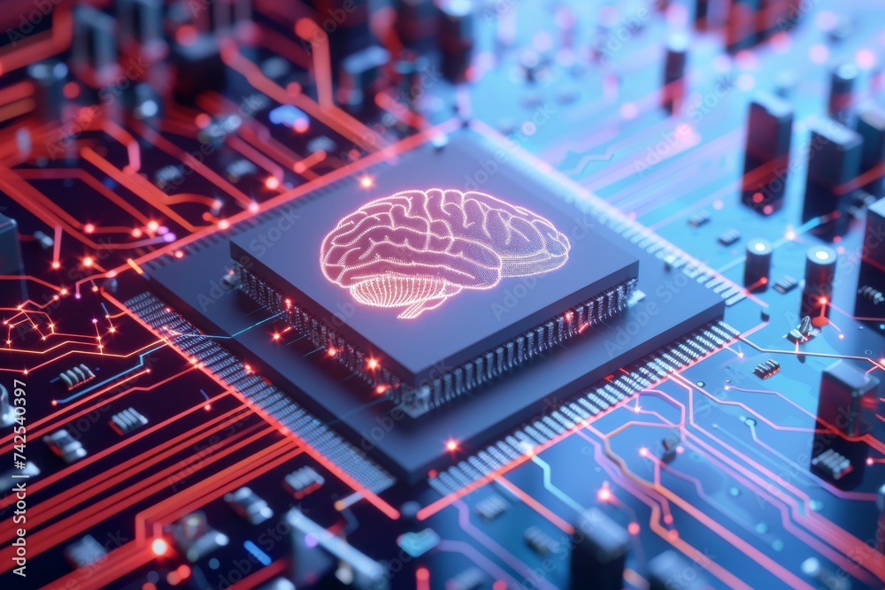 AI Brain Chip recognition. Artificial Intelligence sentiment human dmn ...