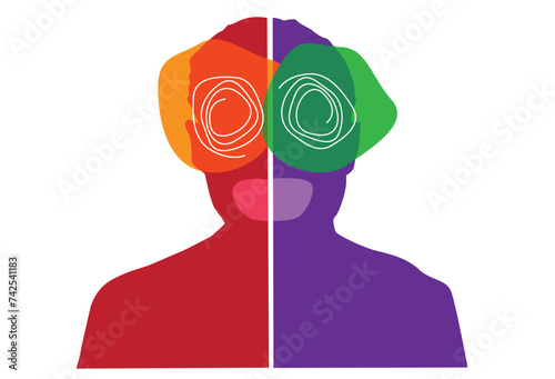 Hypomania Bipolar Disorder or mental health issue concept. Editable Clip Art