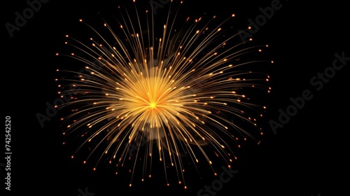 Festive firework salute burst isolated on a black background.